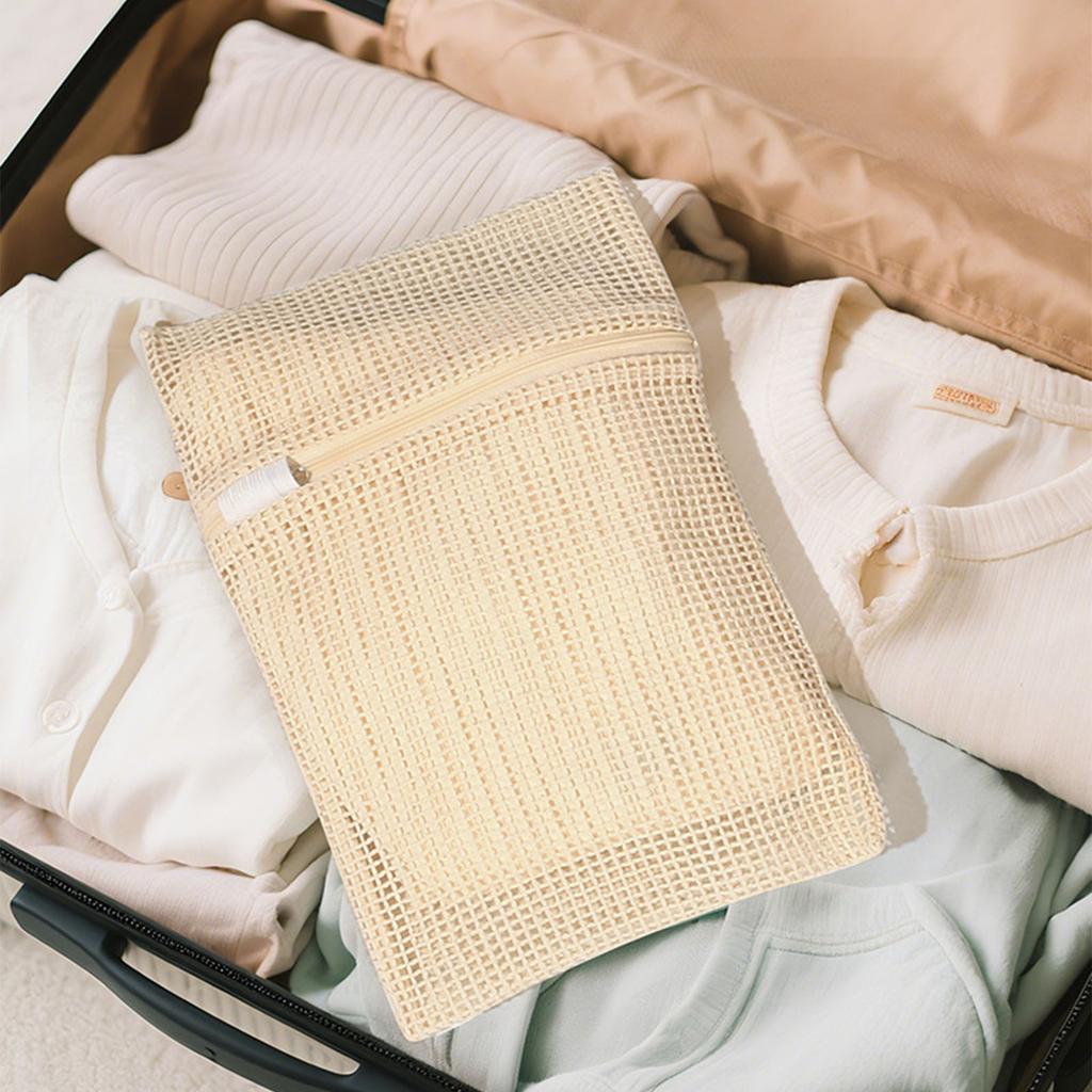 Pack of 4 Breathable Thickened Cotton Mesh Laundry Bags for Sweater Underwear Washing Net with Reinforced Zippers
