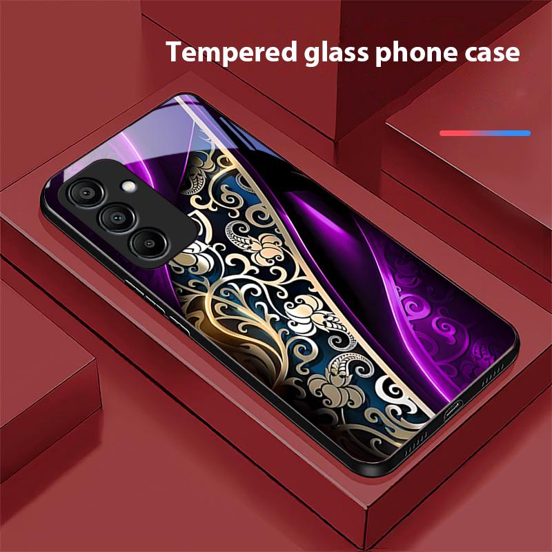 Jinmai Красно-фиолетовый Для Samsung Galaxy A15 5G 54 4G 51 50 24 35 90 71 12 51 53 52S 80 22 34 Черный Чехол для телефона из закаленного стекла