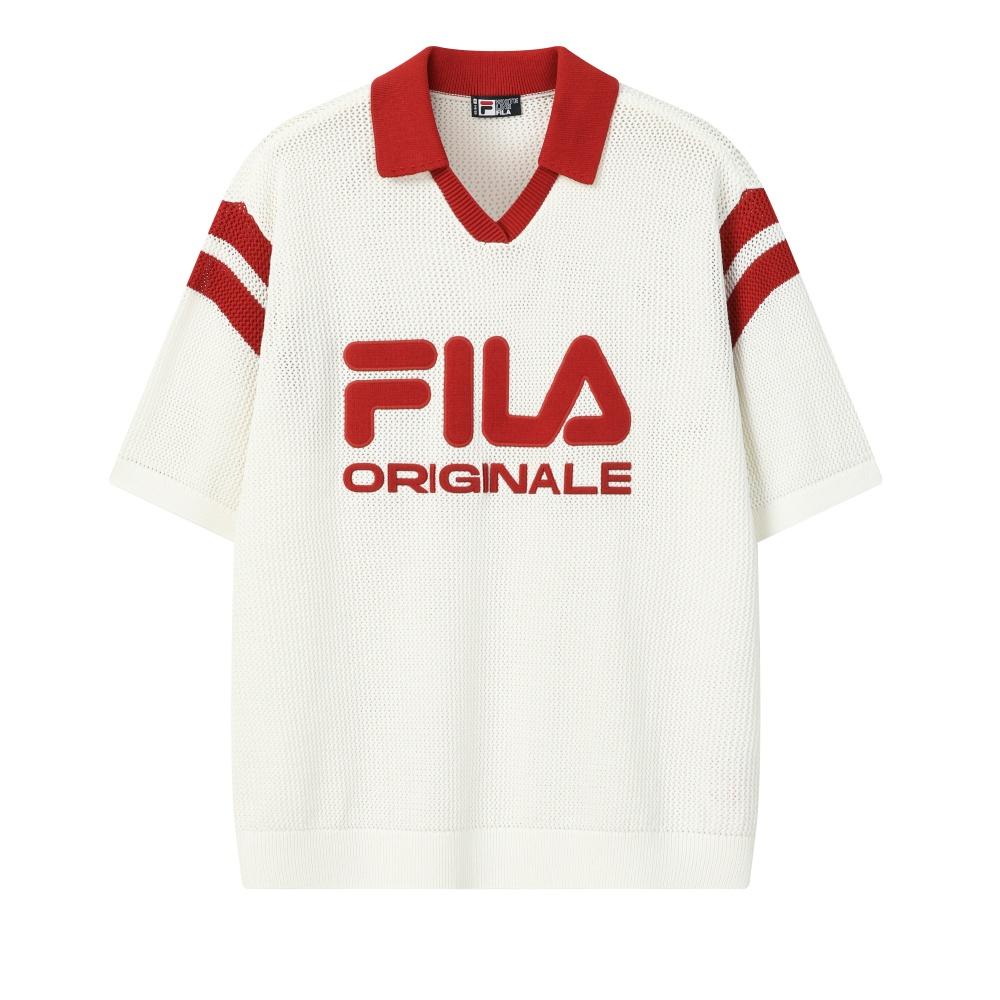 Fila Оригинальный Модный Персональный Трендовый Классический Ретро Повседневный Универсальный Удобный Свободный Вязаный Свитер с Короткой Рукавой Женские топы F11W629401FWT