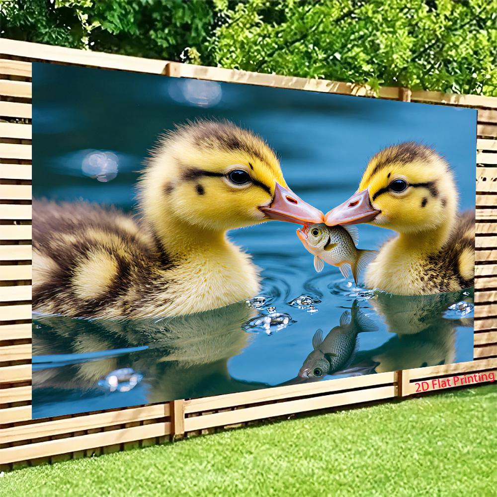 2D flat little duck fishing background cloth very suitable for party and room decoration polyester fiber