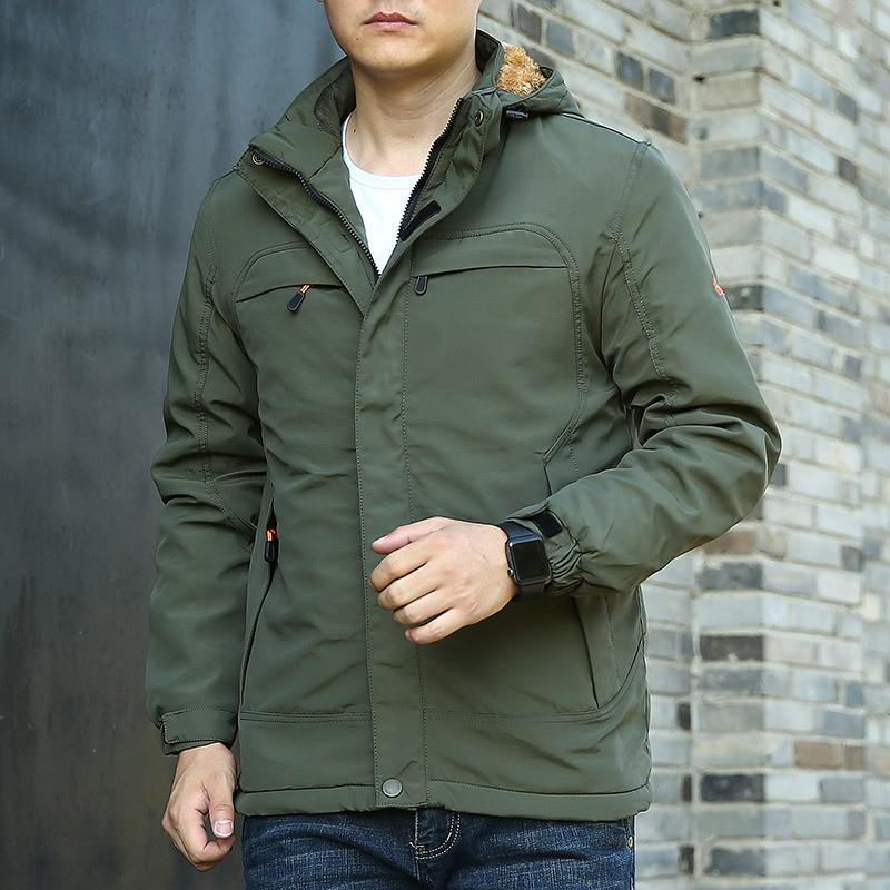 Mens Winter Warm Waterproof Windproof Outdoor Jacket Loose Fit Fleece-Lined Hoodless Trail Hiking Skiing Coat