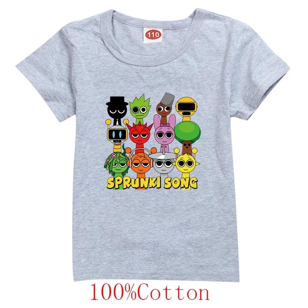 Детская футболка Sprunki Song из 100% хлопка с яркими персонажами