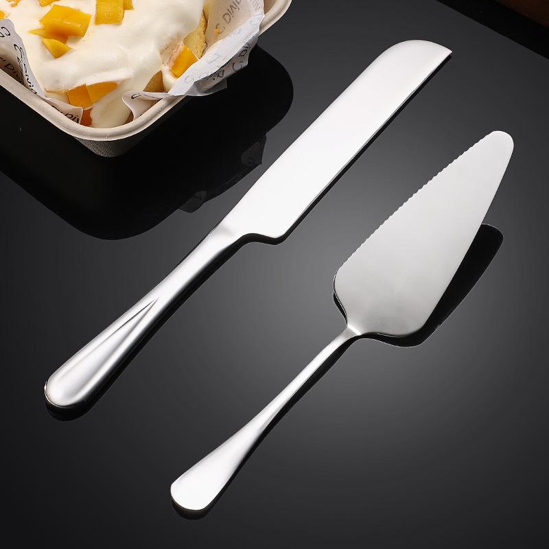 Stainless steel cake spatula set, pizza spatula, dessert knife two-piece set, baking tools, gold-plated