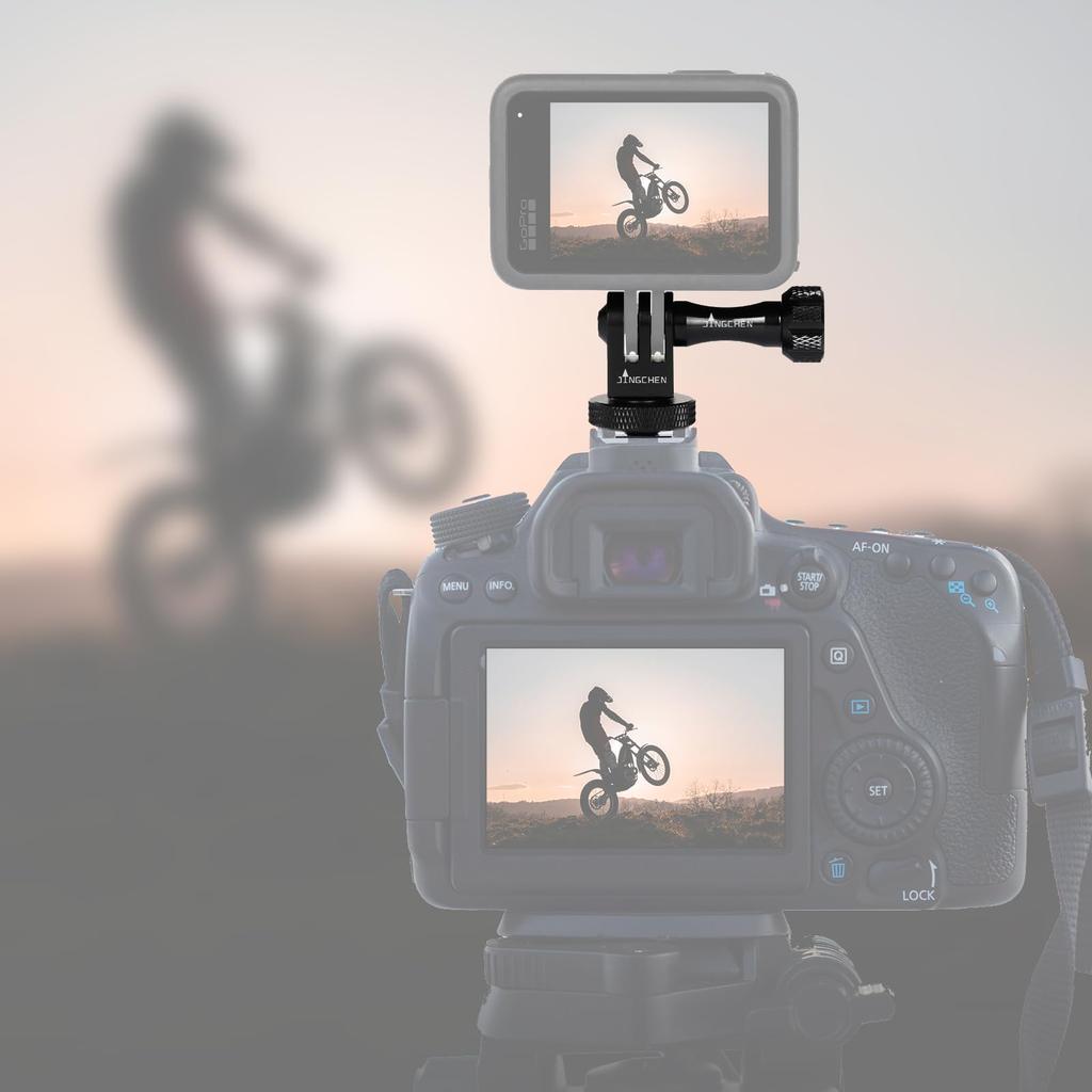 JINGCHEN Aluminum Cold Shoe Adapter Hot Shoe Mount Adapter Action Camera with Screw Hole Tripod Mount Compatible with Gopro Series DJI Osmo Action