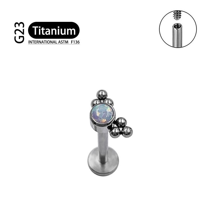 Титановые серьги-гвоздики G23 для ушей, хряща, с цирконом, опалом, агатом, лабрет, для губ, козелка, носа, для женщин, Рождественский подарок, пирсинг, ювелирные изделия