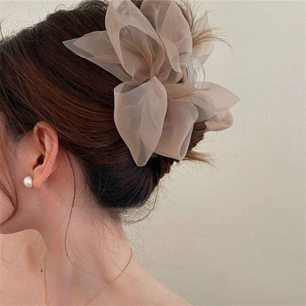 Hairgrips Ponytail Holder Mesh Hair Crab Clip Women Hair Clip Bow Hair Claw Korean Shark Clip