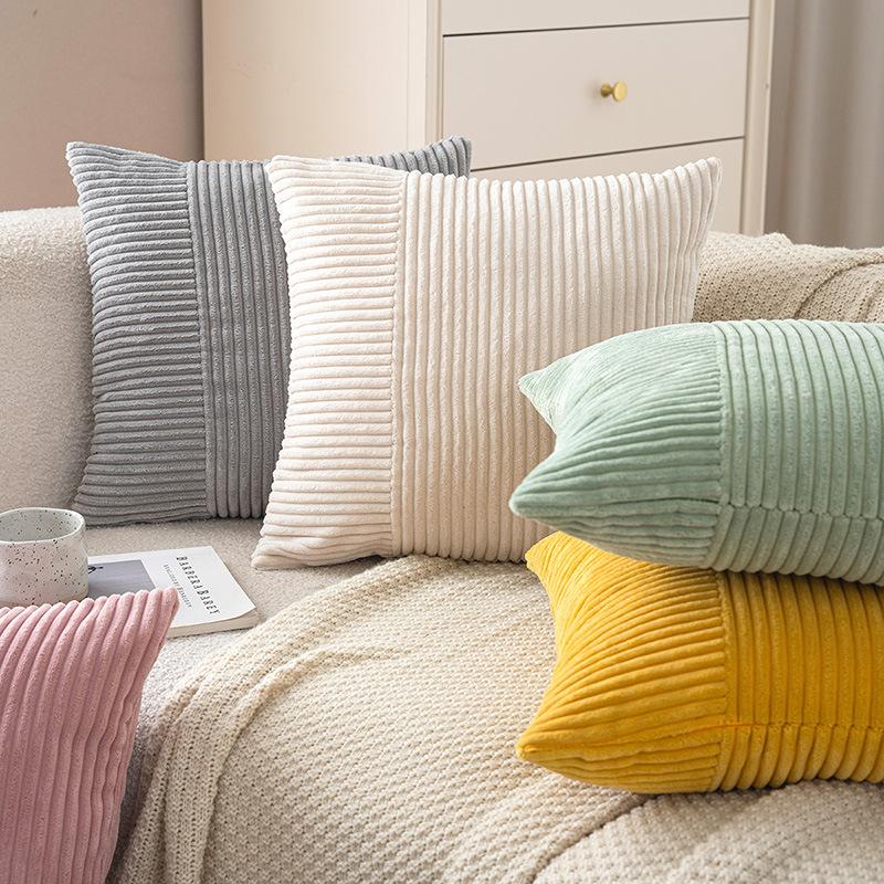 Corduroy Pillowcase Modern Minimalist Pillow Cover Living Room Sofa Cushion Cover Solid Color Waist Pillowcase Backrest Pillowcase