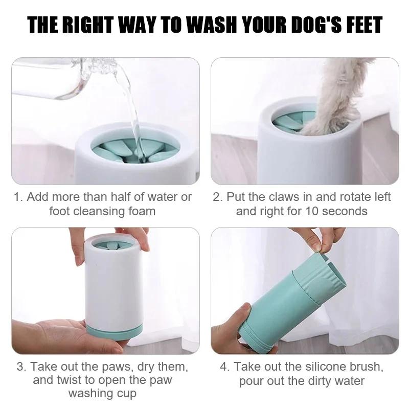 Automatic Pet Foot Wash Cup Soft Silicone Foot Wash Cup Cat Foot Cleaning Bucket Dog Paw Cleaning Cup Manual Quick Feet Wash