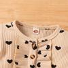 Girls' Cotton Ribbed Heart Print Bodysuit - Spring/Autumn Style