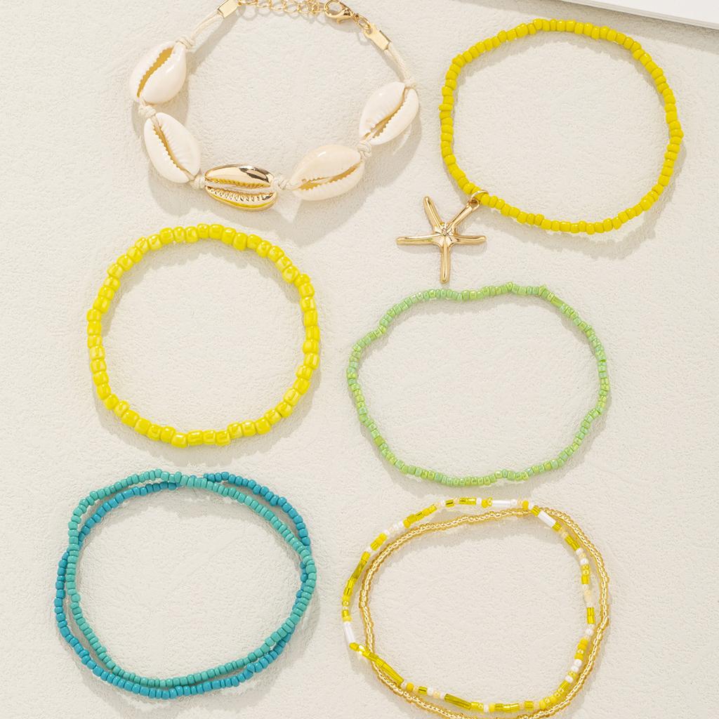 Bohemian Beads Starfish Pendant Bracelet Summer Beach Sea Shell Multilayer Jewelry Accessories