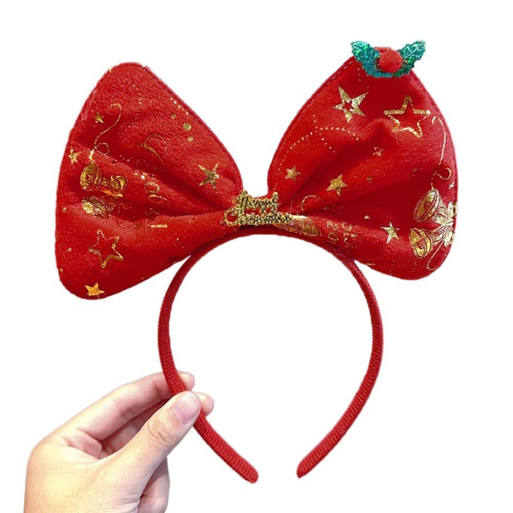 Non-slip Christmas Hairband Plush Christmas Headband Gift Bowknot Hair Hoop Party