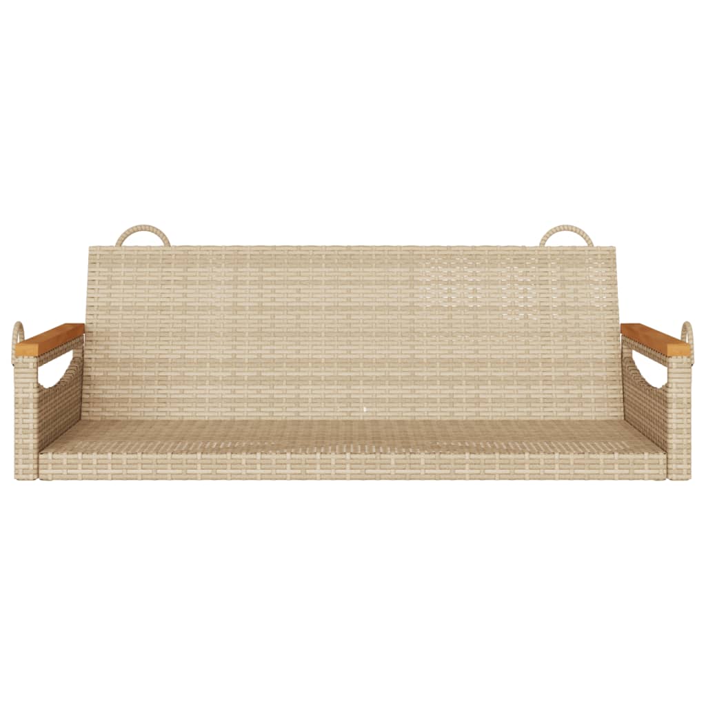 Hanging Swing Bench Beige 109x62x40 cm Poly Rattan