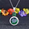 Винтажное хрустальное зеленое круглое ожерелье с подвеской для женщин, ювелирные изделия, новое поступление, серебряное 925-пробное колье-чокер для леди, подарок на помолвку