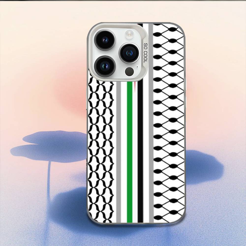 Чехол для телефона P-Palestine-S Хатта Кеффия Для iPhone 16,15,14,13,12,11,Mini,Pro,E,MAX Белый Конфетный Матовый Ударопрочный Чехол