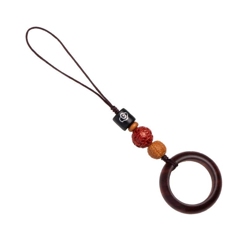 Lin Jing Sandalwood Phone Lanyard & Keychain: Black & Purple Sandalwood, Anti-Lost, USB Drive, Bag Pendant for Men & Women.