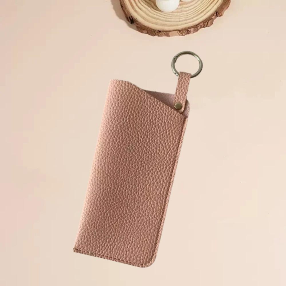 with Keyring Sunglasses Pouch PU Leather SunGlasses Holder Hanging Sunglasses  Eyewear Accessories