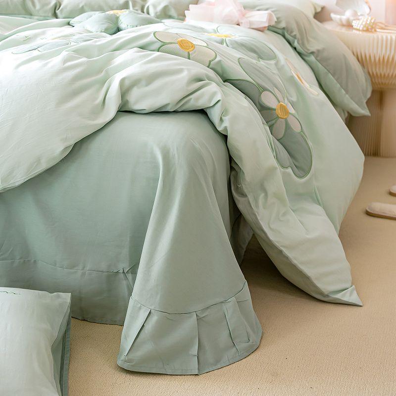 Cotton Embroidery Patch Embroidery Four-piece Cotton Quilt Cover Sheet Double Quilt Cover Sheet Bedding Set