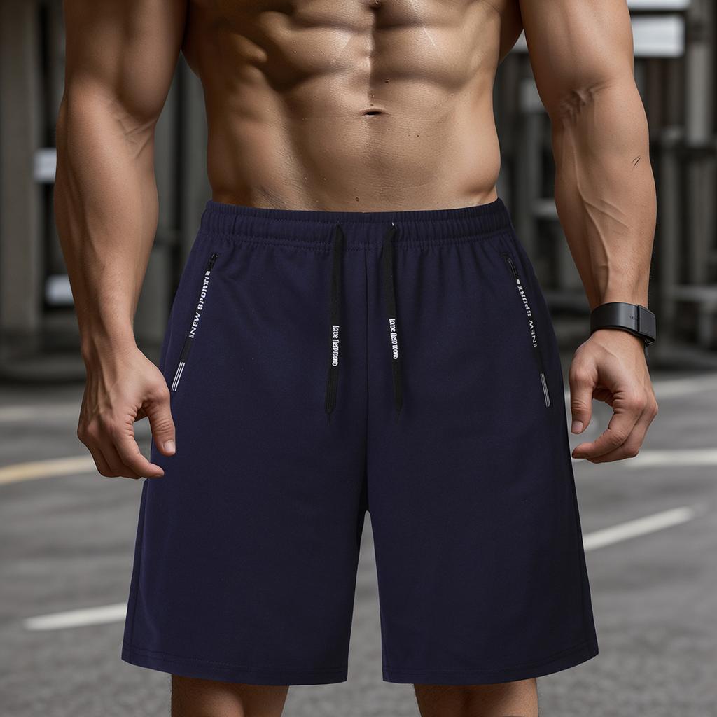 Loose Sports Shorts with Side Pockets and Hidden Zipper for Fitness Men's Shorts
