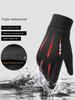 Cycling Gloves Men Winter Warm Fleece-lined Touch Screen Leak Two Finger Driving Non-Slip Windproof Sports Fishing Gloves