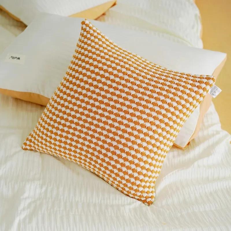 Домашнее украшение Вязание Чехол для подушки Мятно-зеленый наволочка с кисточками Современный диван Гостиная Подушка для талии Подушка для головы Круглая подушка для кровати