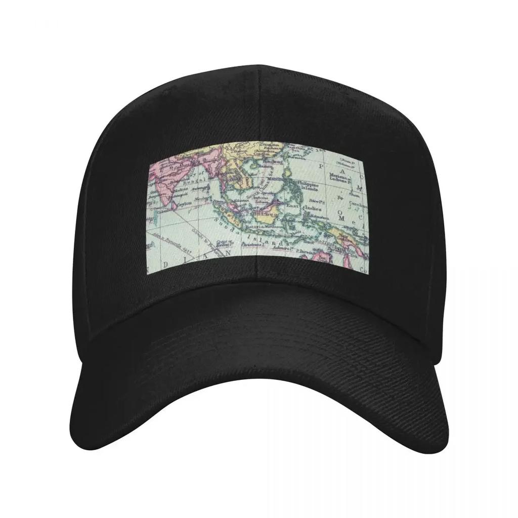 Southeast Asia Vintage Map Baseball Cap Mountaineering Hat black Womens Unisexs
