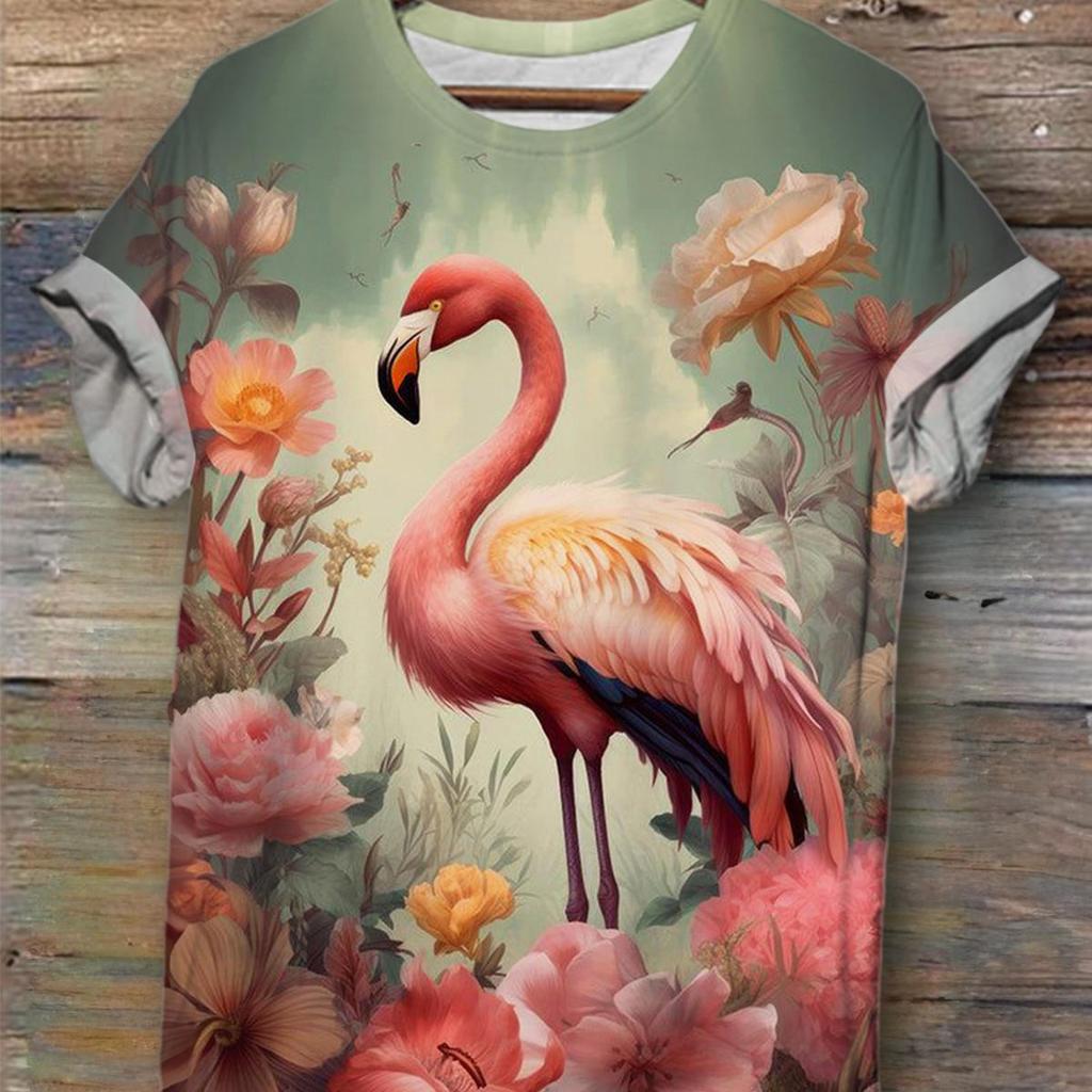 Женская футболка с 3D-принтом, цветочной кавайной анималистичной графикой, повседневные футболки с коротким рукавом, модные летние футболки с круглым вырезом Y2K для женщин