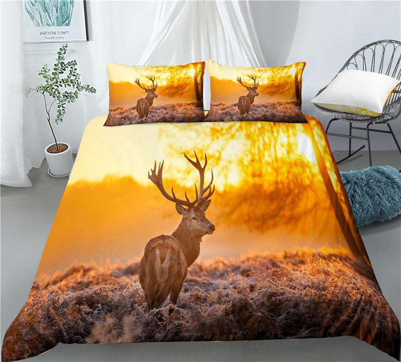 Home Living Luxury 3D Deer Print 2/3Pcs Comfortable Duvet Cover PillowCase Bedding Sets EU/US/AU Size