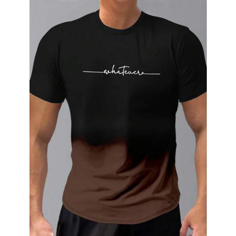 Летний топ с круглым вырезом и 3D-печатью с градиентными буквами, модные повседневные футболки с короткими рукавами для мужчин