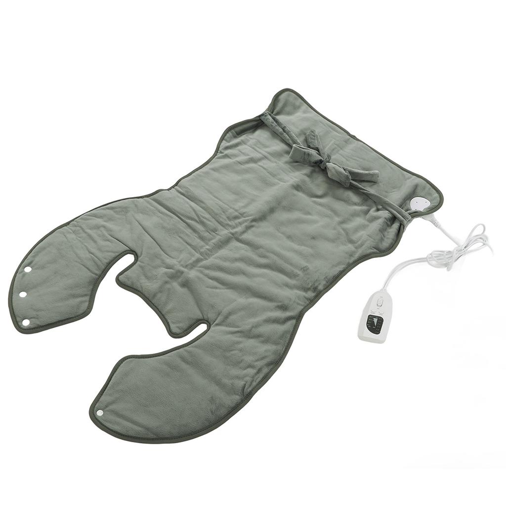 Back Heating Pad Dark Grey Soft Plush Hands Free Design Ergonomic Neck Outline 6 Temperature