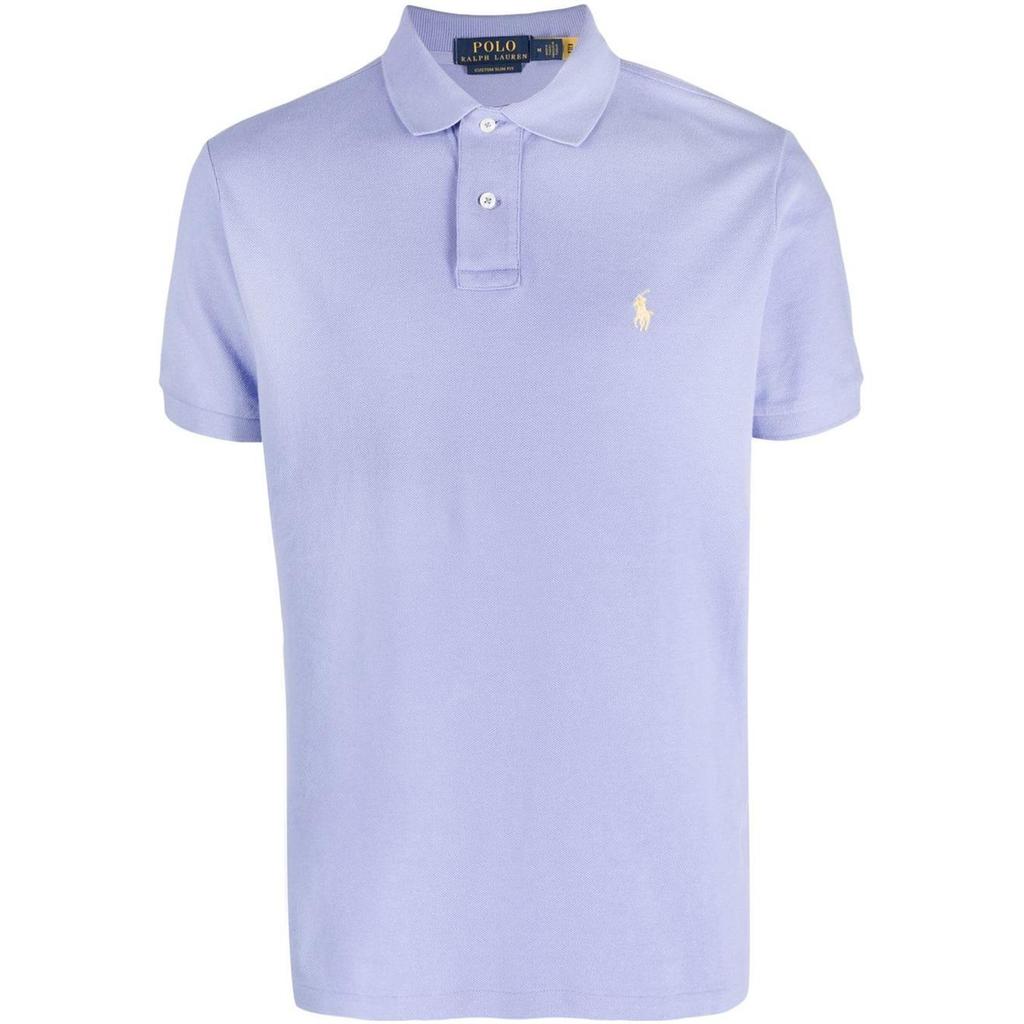 Polo Ralph Lauren SS23 Однотонная рубашка поло с коротким рукавом и вышитым логотипом, мужские топы, фиолетовый цвет 710680784-320