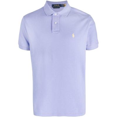 Polo SS23 Однотонная рубашка поло с коротким рукавом и вышитым логотипом, мужские топы, фиолетовый цвет 710680784-320