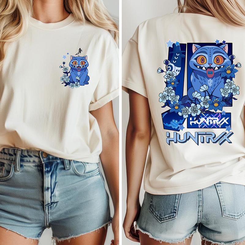 Women's T-shirts KPop Demon Hunters Printed Round Neck Short Sleeved Loose Cotton T-shirt