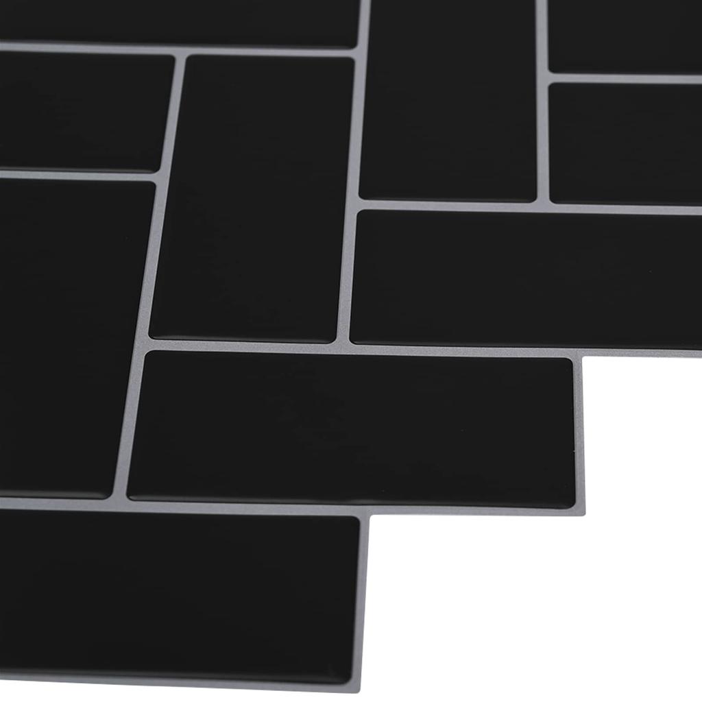 Herringbone Tile 10 pcs Black 30 x 30 cm Made of Polyurethane and PET
