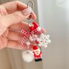 Cute Christmas Tree Santa Claus Keychain Pendant Bow Fur Ball Bead Phone Chain Bag Hanging Backpack Charm Keyring Accessory Gift