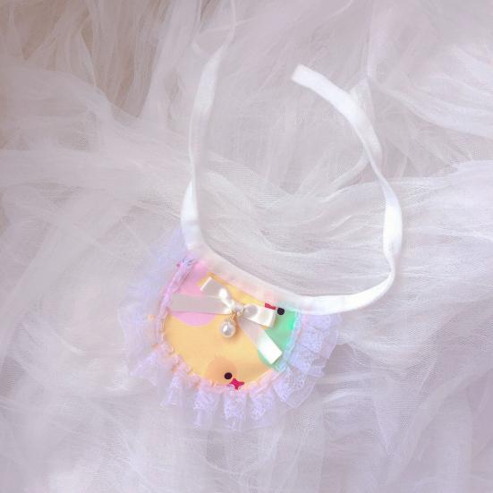 Dog Saliva Scarf Cartoon Pattern Lace Rim Cotton Pet Bib Dog Saliva