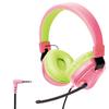 Elecom Headset for Low Volume Foldable 4 with Rotating Microphone Both Pink X Green Children, Specification, [3.5mm Connection, Poles] Arm, Ears,