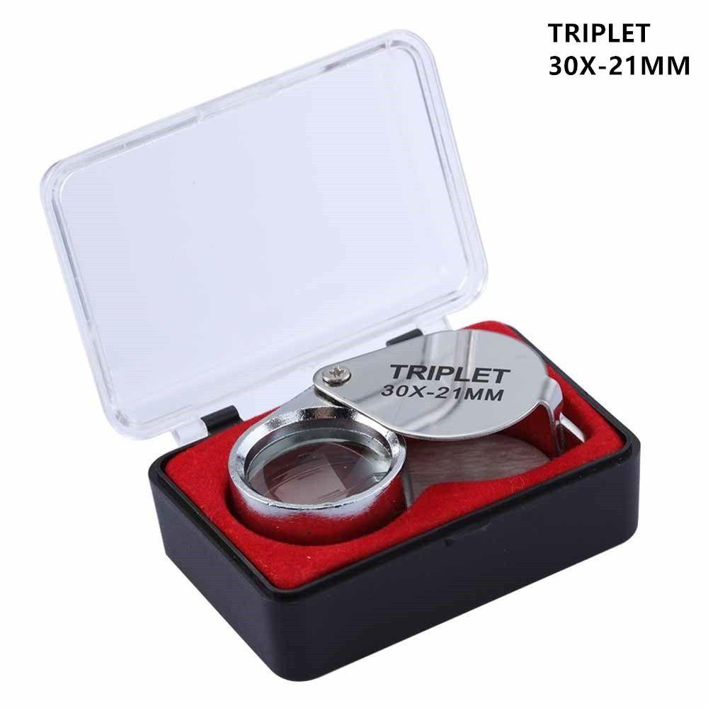 Mini 10-30X Pocket Loupe Metal 10x20x 30x Jewelry Magnifying Glass Antique Jade Coin Identification Folding Reading Magnifier
