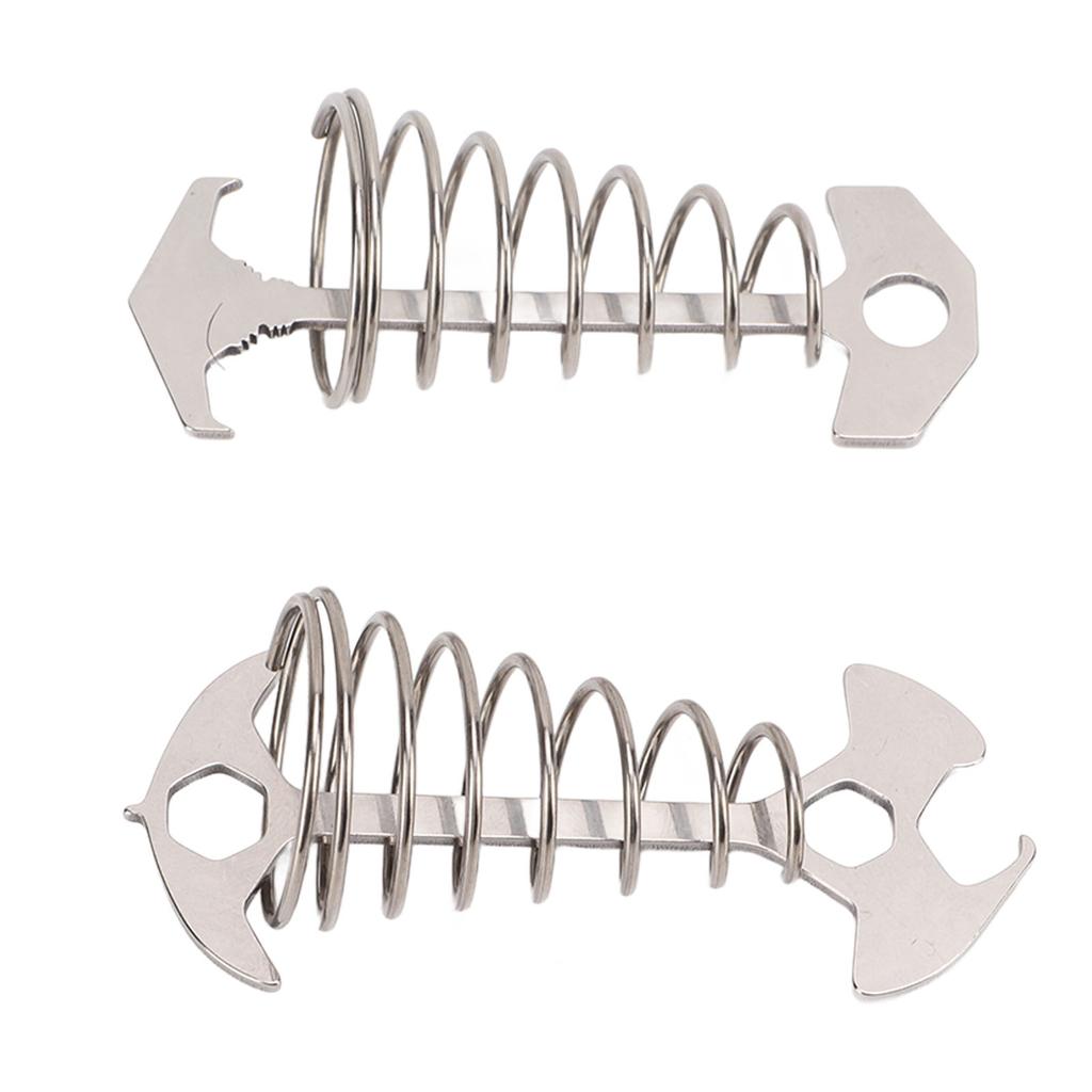 2Pcs Anti Trip Deck Tie Down Anchor Fish Bone Shape Wind Rope Tightener Tensioner with Spring for Outdoor Camping