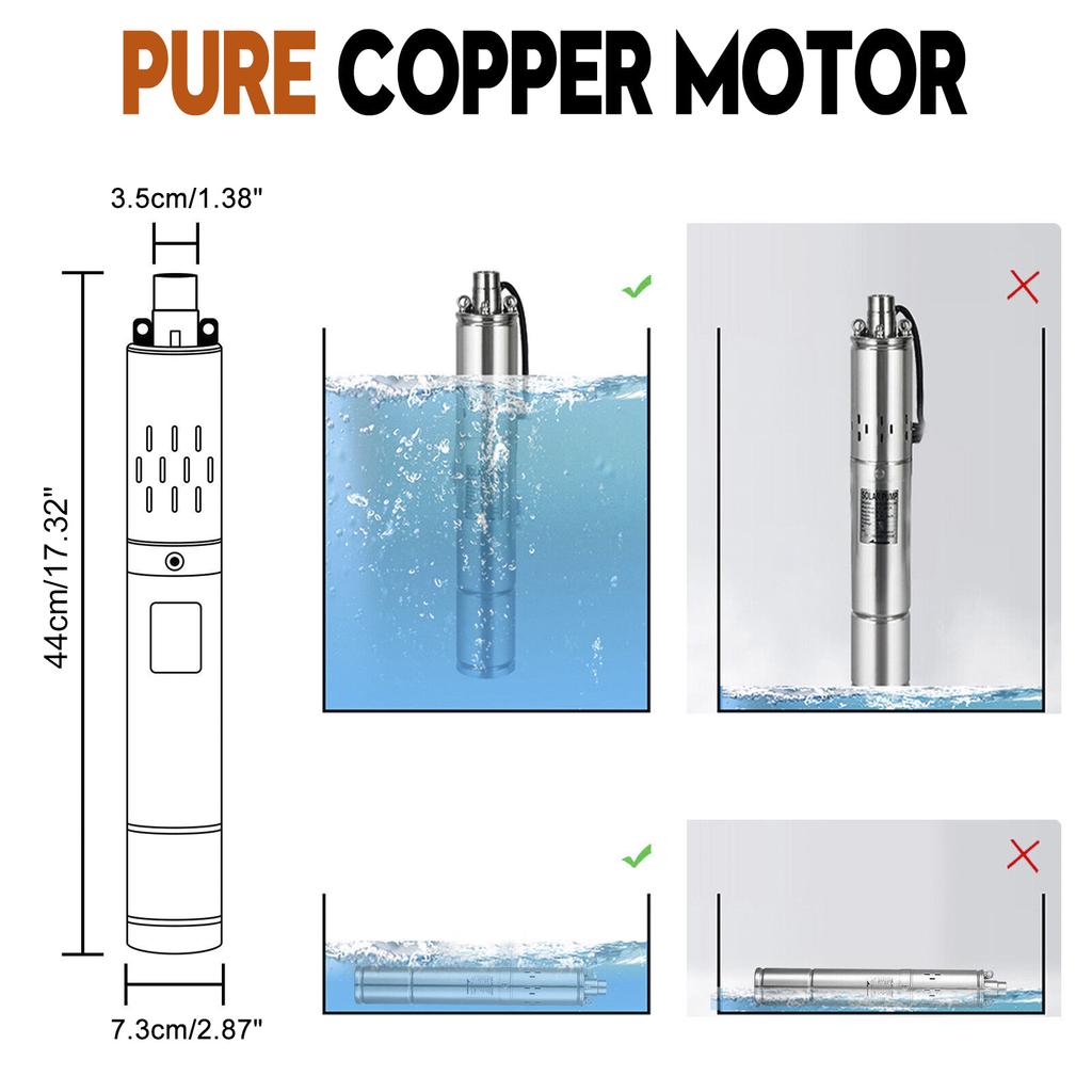 3" 48V 750W MPPT Screw Solar Bore Pump Submersible Deep Well Hole Steel 3" 48V 750W Deep Well Solar Submersible Bore Hole Water Pump Head 140M