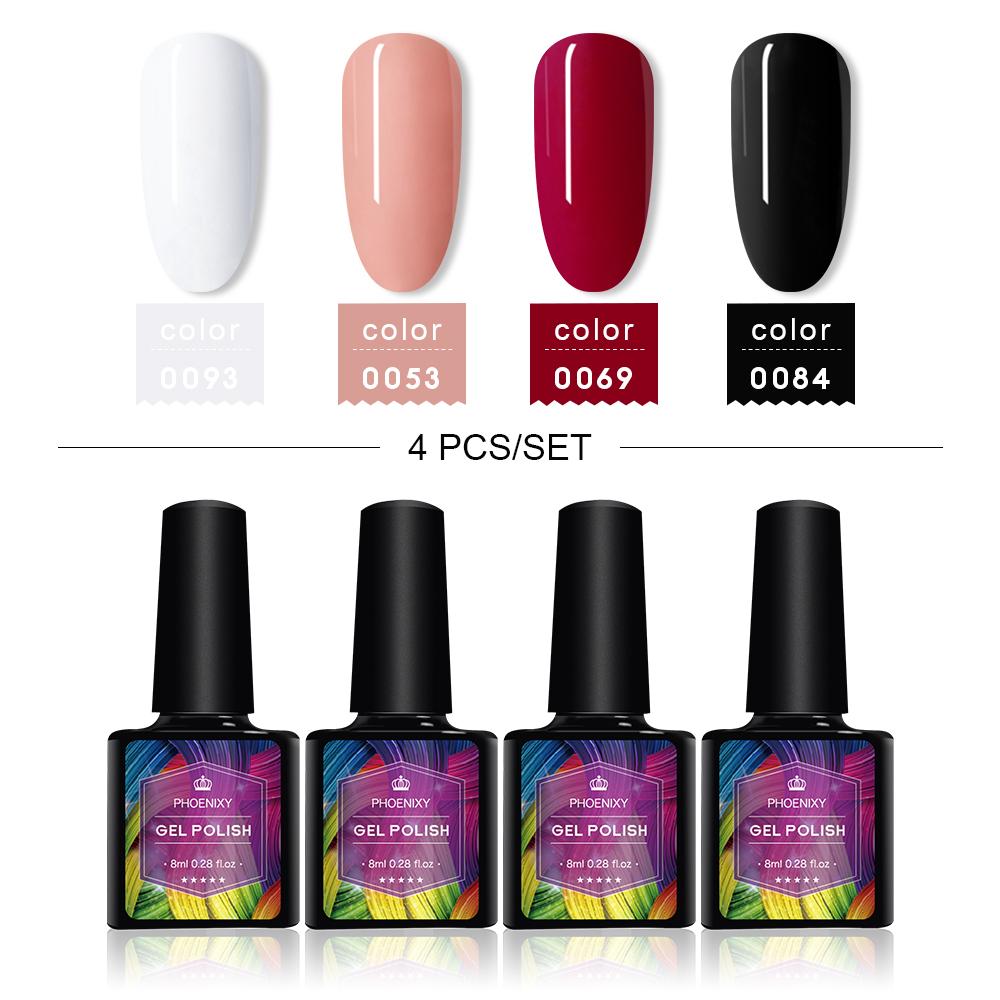 PHOENIXY, 4/12/18 цветов, набор гель-лаков для ногтей, набор гель-лаков для замачивания, маникюр, полупостоянные гибридные лаки, основа и верхний дизайн ногтей