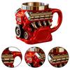 Кружка для кофе с изображением двигателя V8, из нержавеющей стали, с двойными стенками, теплоизоляция, автомобильная кружка с ручкой, портативная дорожная кружка для кофе.