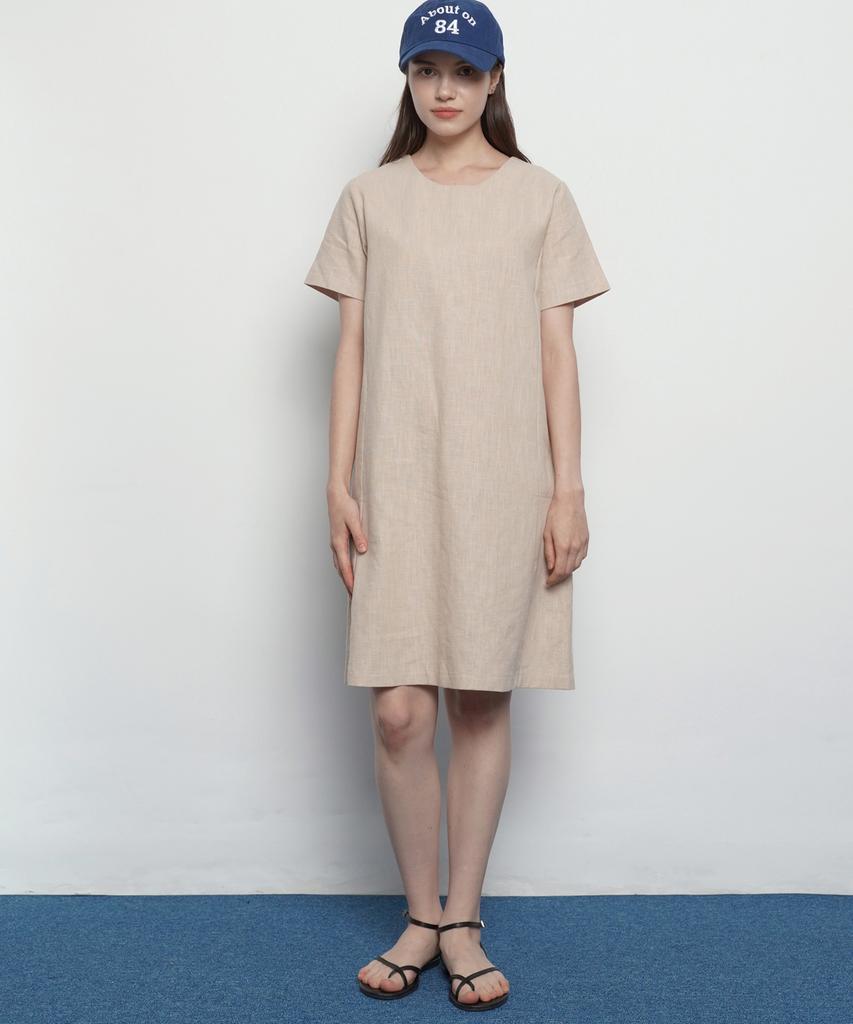 A Bon Women'S Cool Linen Mini Dress Beige
