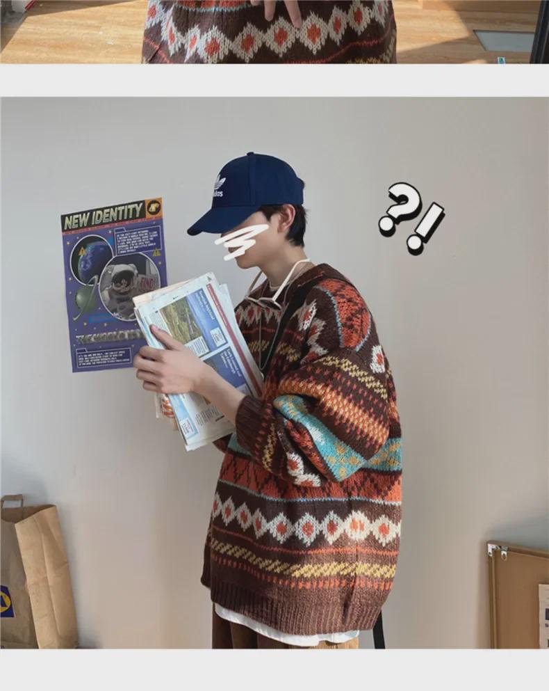 Мужской свитер толстой вязки, свободный корейский стиль, модная одежда Гонконга и Харадзюку, универсальный зимний пуловер.