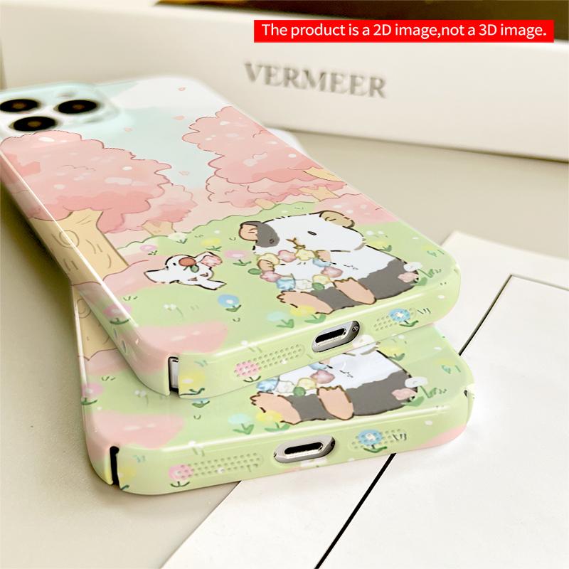 2DFlat Cherry Blossom Guinea Pig in Spring Garden All inclusive film hard iPhone case, compatible with iPhone 18 Pro Max 17 16 15 14 13 12 11