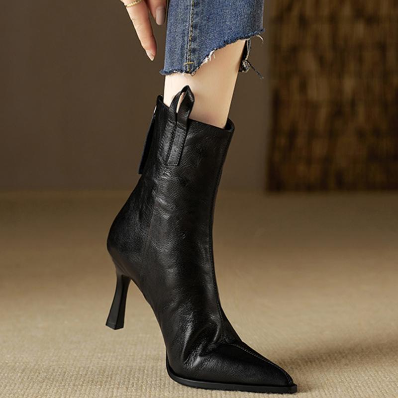 Дизайн Остроносые Женские Ботильоны Осень Зима Тонкие Каблуки Обувь Модные Короткие Ботильоны Zapatos De Mujer
