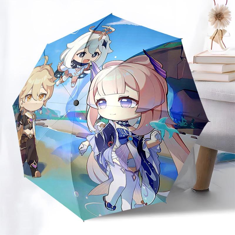 1pc Outdoor Umbrella with Cute Anime Characters - Automatic Opening/Closing Design, Portable 3-Fold Structure, 8-Bone Iron Frame, Perfect Gift fo