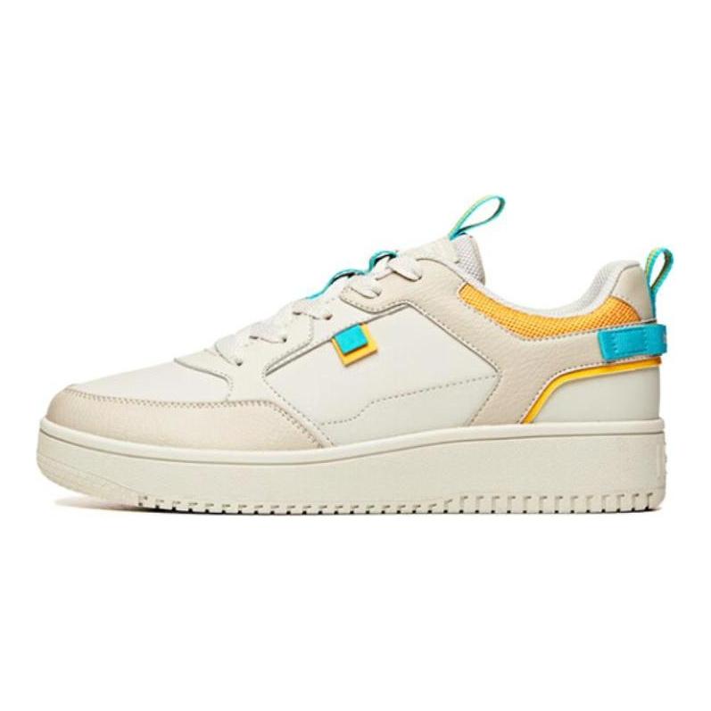Anta Synthetic Leather Slip Resistant Waterproof Low top Skateboard Shoes Men's White Gray 912228066-1