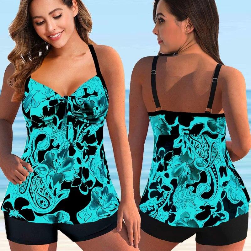 2024 Women Beachwear Swim Tankini Monokini Swimwear Bathing Suit Two Pieces Swimsuits Plus Size Printed Tankinis