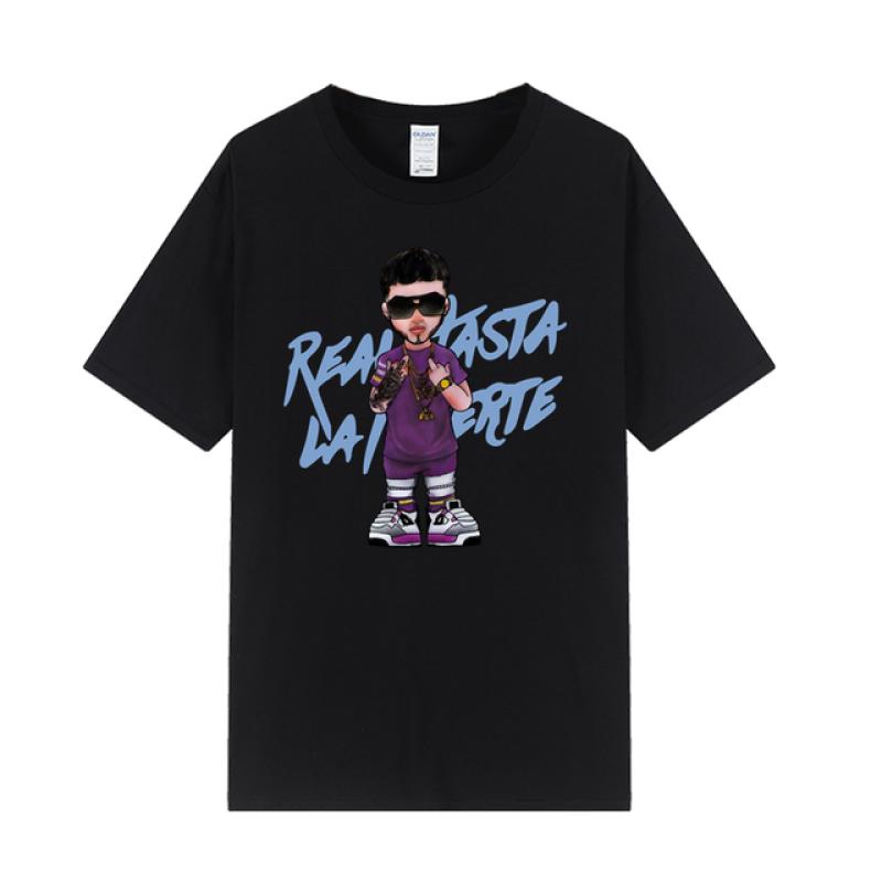 2023 летняя хлопковая футболка унисекс с принтом Anuel AA для пары Real Hasta La Muerte Street в стиле хип-хоп, большая удобная футболка
