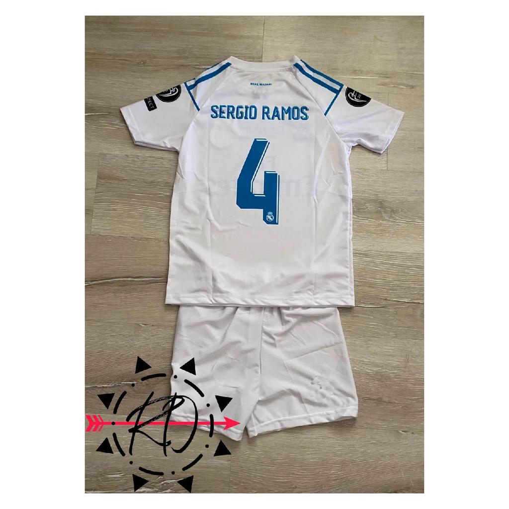2018 Серхио Рамос белый домашний детский футбольный трикотаж Reellmadriid комплект из 4 штук с браслетом в подарок Afa2104